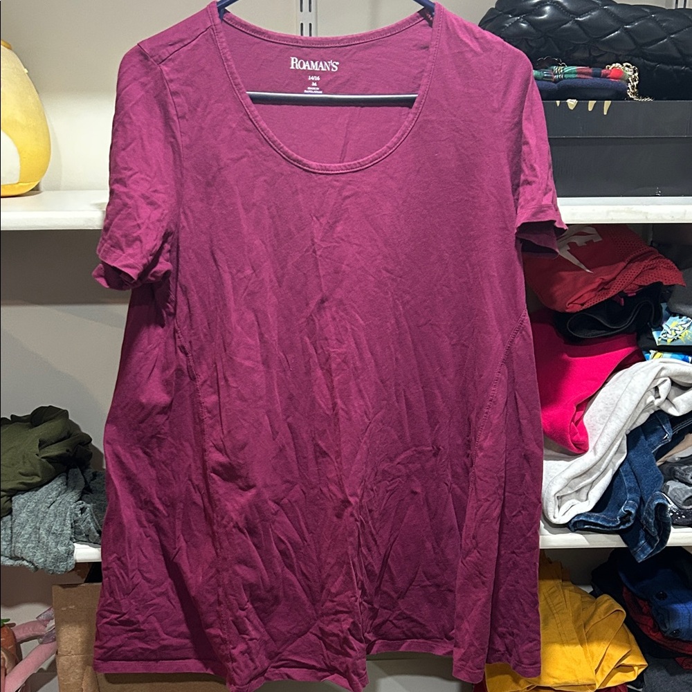 Roaman's Women's Magenta Short Sleeve Tee